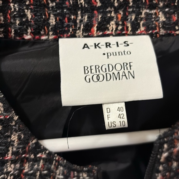 Akris Punto - Bergdorf Goodman - Black and Red Blazer with Tweed Texture - Sz 10 - Picture 2 of 8